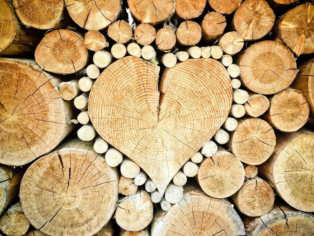 Stacked firewood logs
