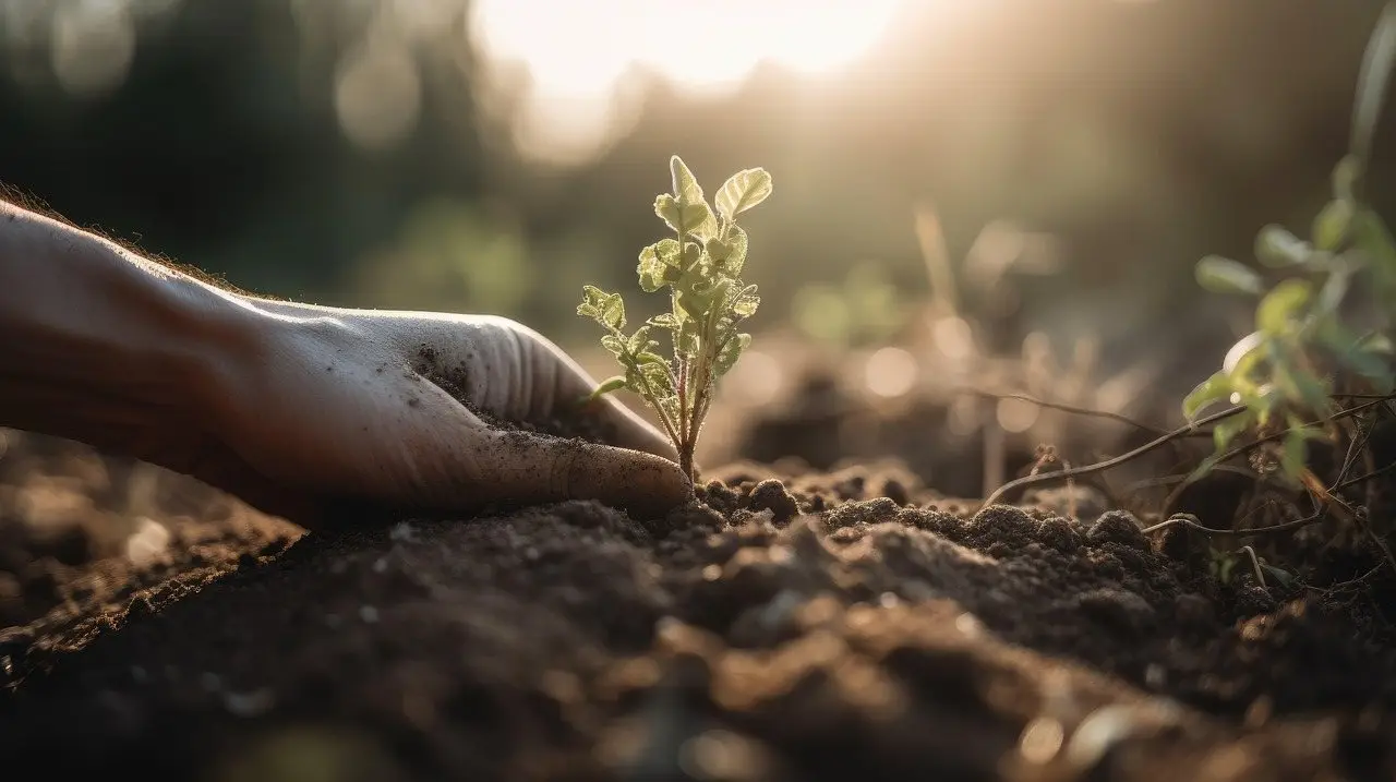 Sowing grass seed hand