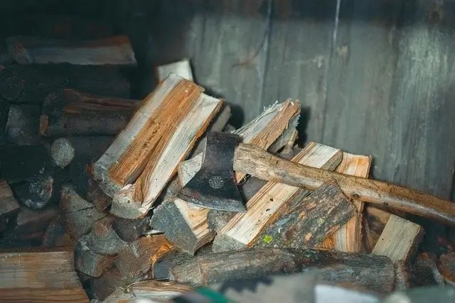 Chopped logs axe