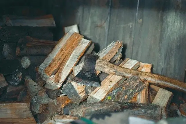 Chopped logs axe