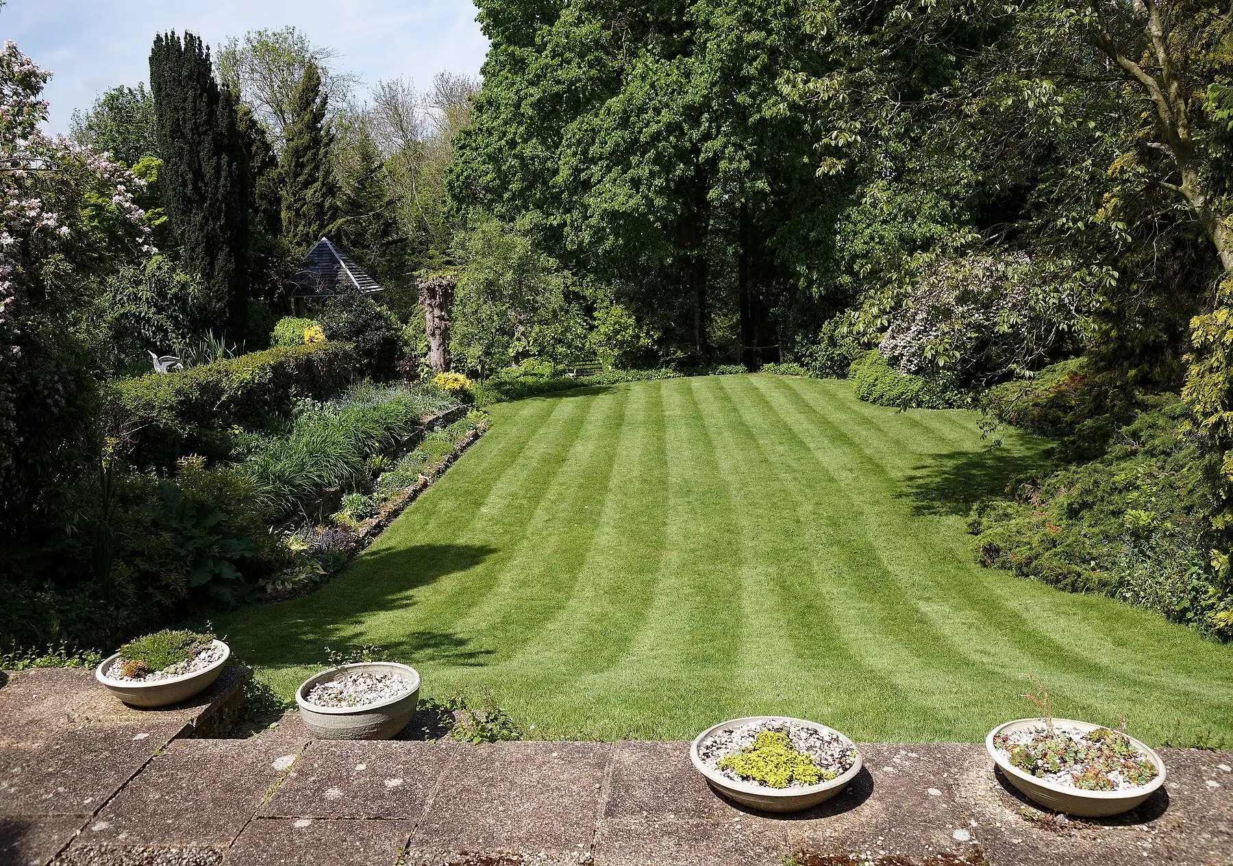 Mown lawn stripes garden