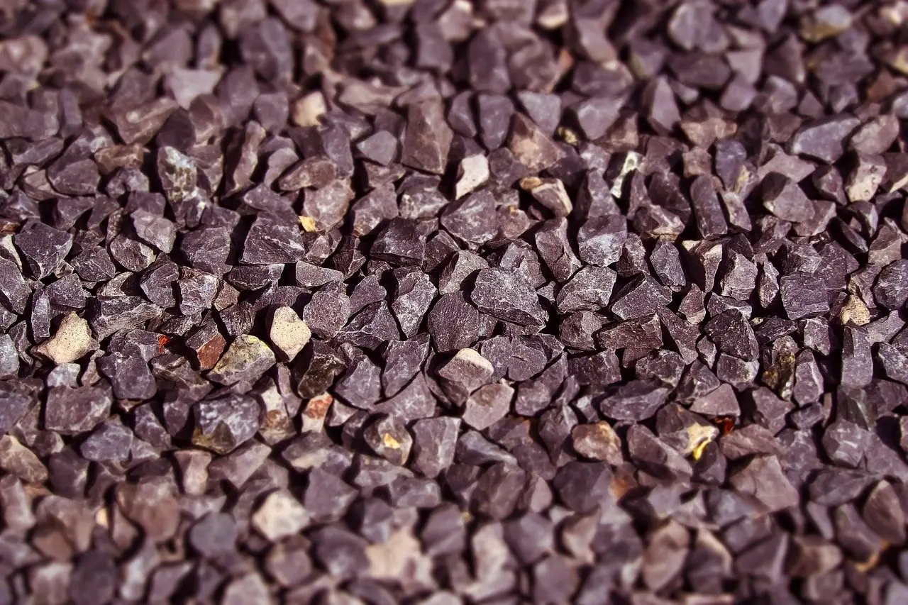 A close view of grey decorative gravel spread as a surface